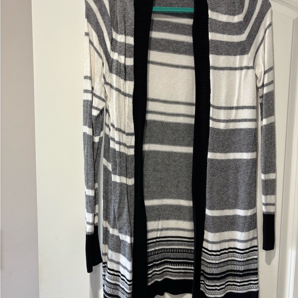 Apt. 9 Black and White Striped Cardigan